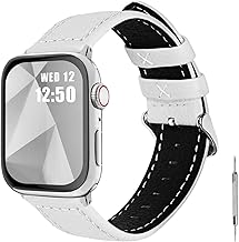 Fullmosa Compatible with Apple Watch Band 49/46/45/44/42mm, Leather Replacement Strap for iWatch SE 3/2/1 Series 11/10/9/8/7/6/5/4/3/2/1 & Ultra 3/2/1 49mm, White