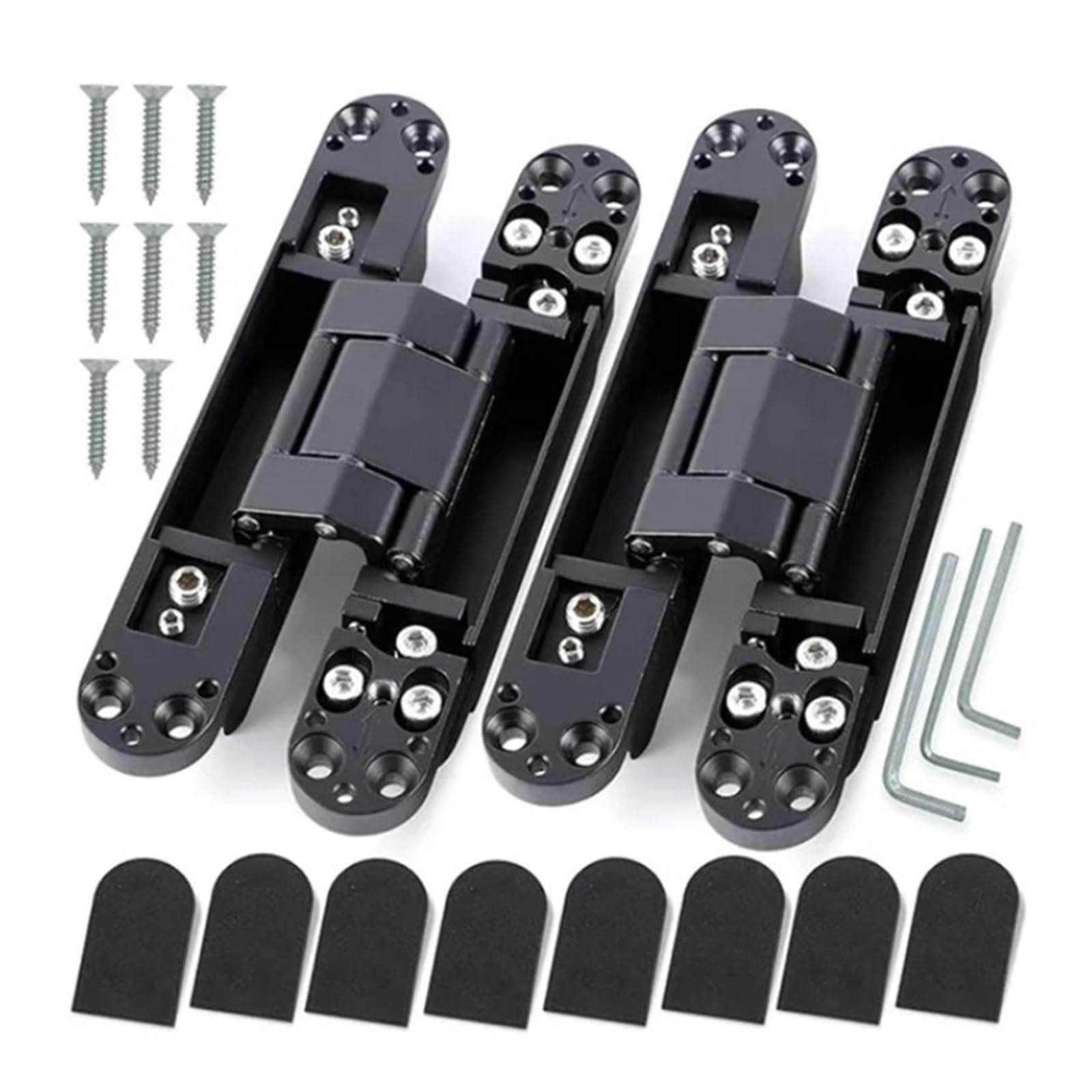 2PCS Invisible Door Hinges, Hidden, Adjustable Cross Wooden Outward Opening(2PCS 40KG-Black)