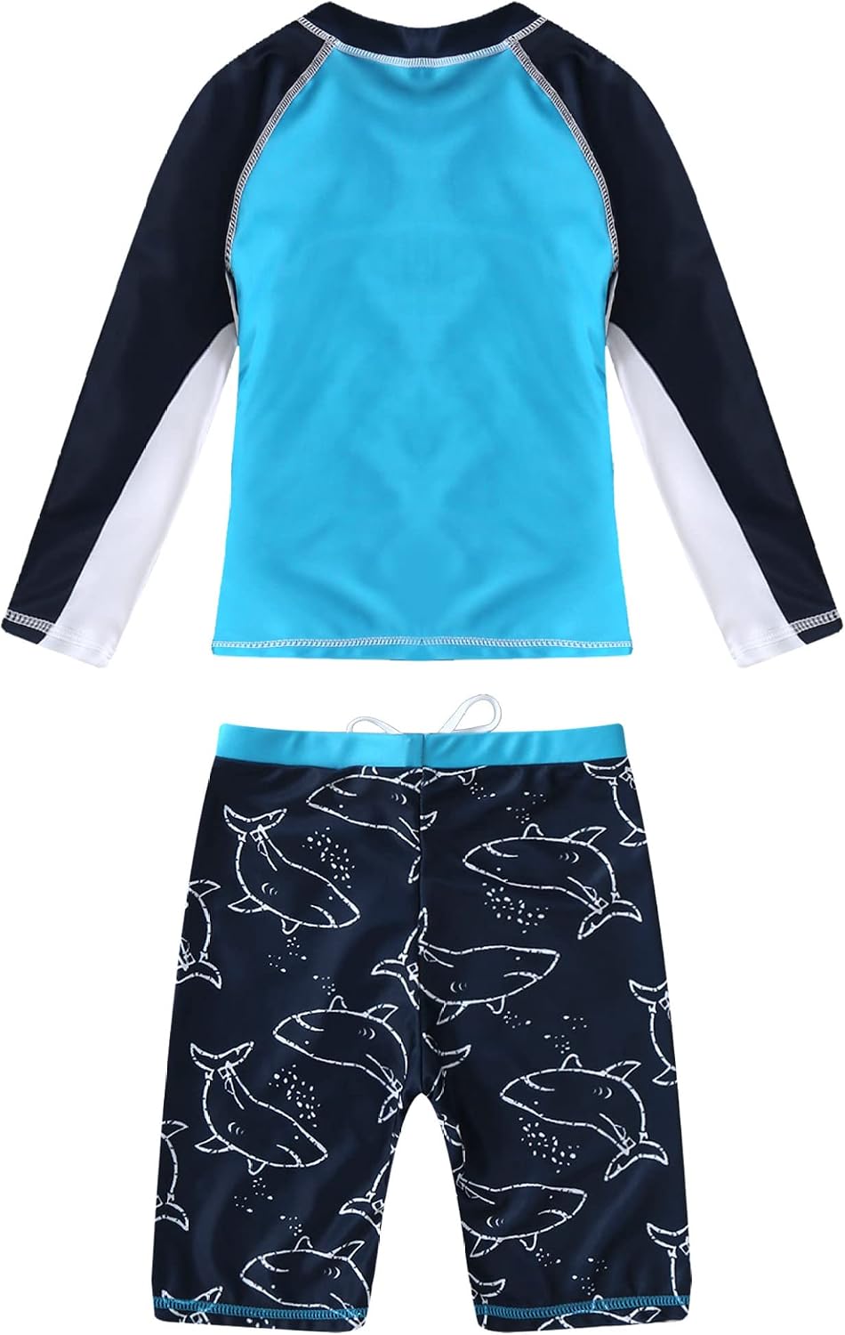 Kids Boys Two Piece Swimsuits Quick Dry Rash Guard Set Long Sleeve Shark Swimwear Bathing Suit Sky_Blue 5-6 Years