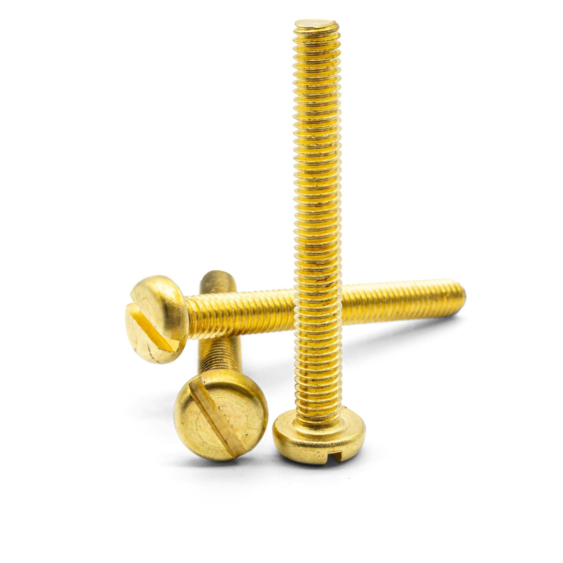 Hippo Hardware M4 (4mm X 12mm) Solid Brass Slotted Pan Head Machine Screws Slot Drive Bolts DIN85 (Pack of 50)