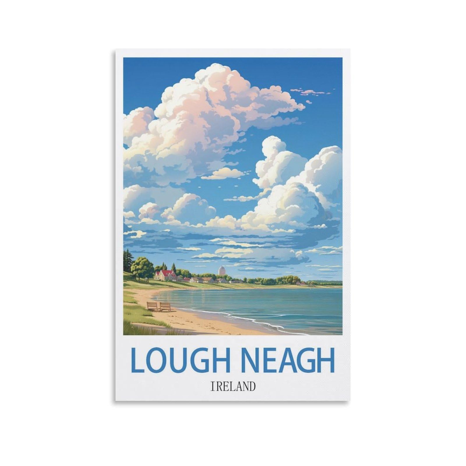 EZMLFA Diamond Painting Kits for Adults,Lough Neagh Ireland 5D Diamond Painting Kit for Adults Beginners, DIY Full Round Drill Gem Art Kits for Home 40x50cm