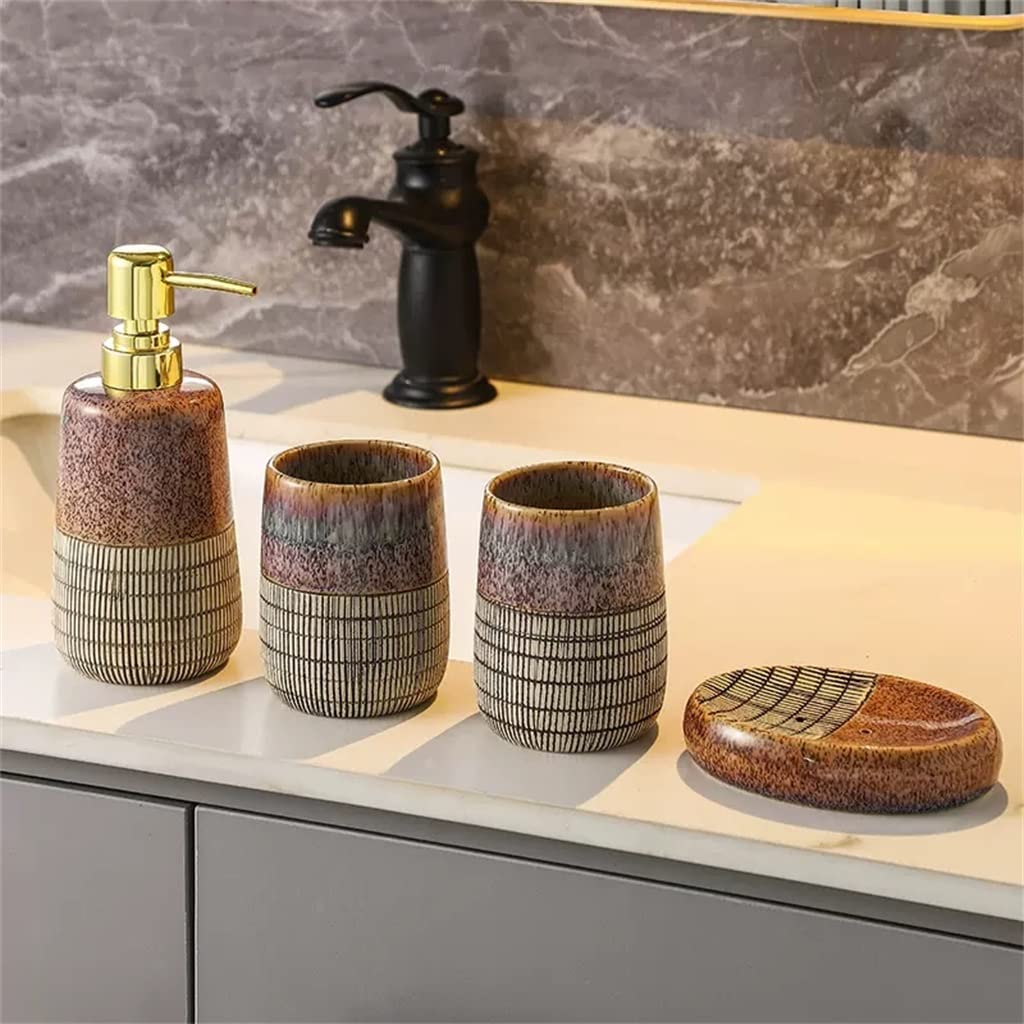 Pięcioczęściowy zestaw kosmetyków łazienkowych, Ceramiczny zestaw do mycia łazienki, 5 elementów, artykuły łazienkowe, kubek płukania ust, kubków szczoteczki zębów