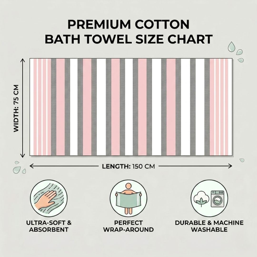 Athom Living Light Weight Cotton Premium Bath Towel 75x150 cm 4