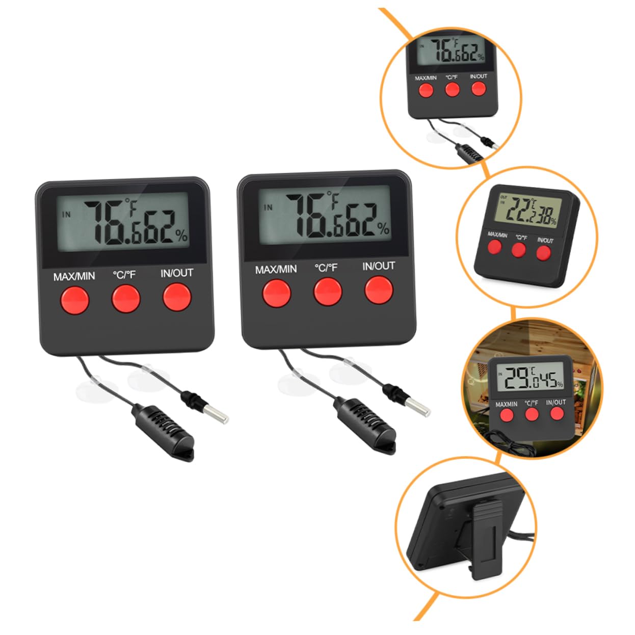 FRCOLOR 4 Juegos De Termómetros Digitales Para Tanques De Reptiles Medidor De Temperatura Preciso Y Sensor De Humedad Para Cajas De Serpientes Y Lagartos.