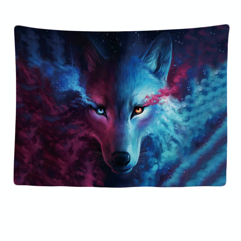 Ulticool – Decorative Wall Tapestry Bedroom - Wolf Eyes Color Nature Animals - 200 x 150 cm Large – Fabric Wallpaper – Tapestry Aesthetic Wall - Panoramic Decoration