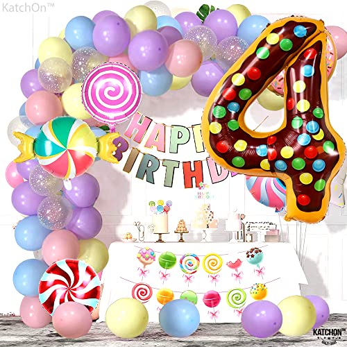 Image of KatchOn Number 4 Balloon 40 Inch, 4 Birthday Decorations | Donut, 4 Balloon Number for 4th Anniversary Decorations, Donut Birthday Party Decoration