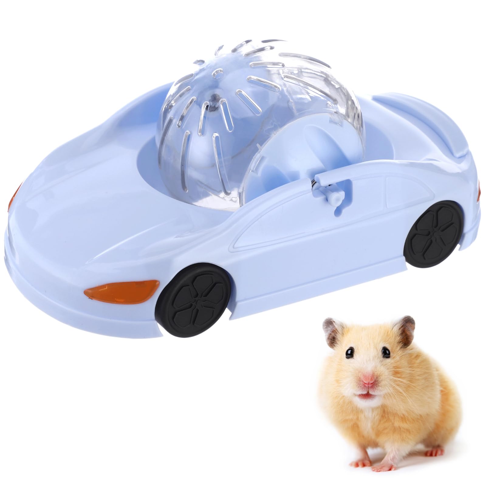 Hamster-Laufrad, Hamster-Auto-Laufkugel mit transparenter Kugel, 3 Modi, Spielzeug für Zwerghamster und Rennmäuse, leise, Stabiler Stand, 360° Sicht, leicht zu reinigen, Blau