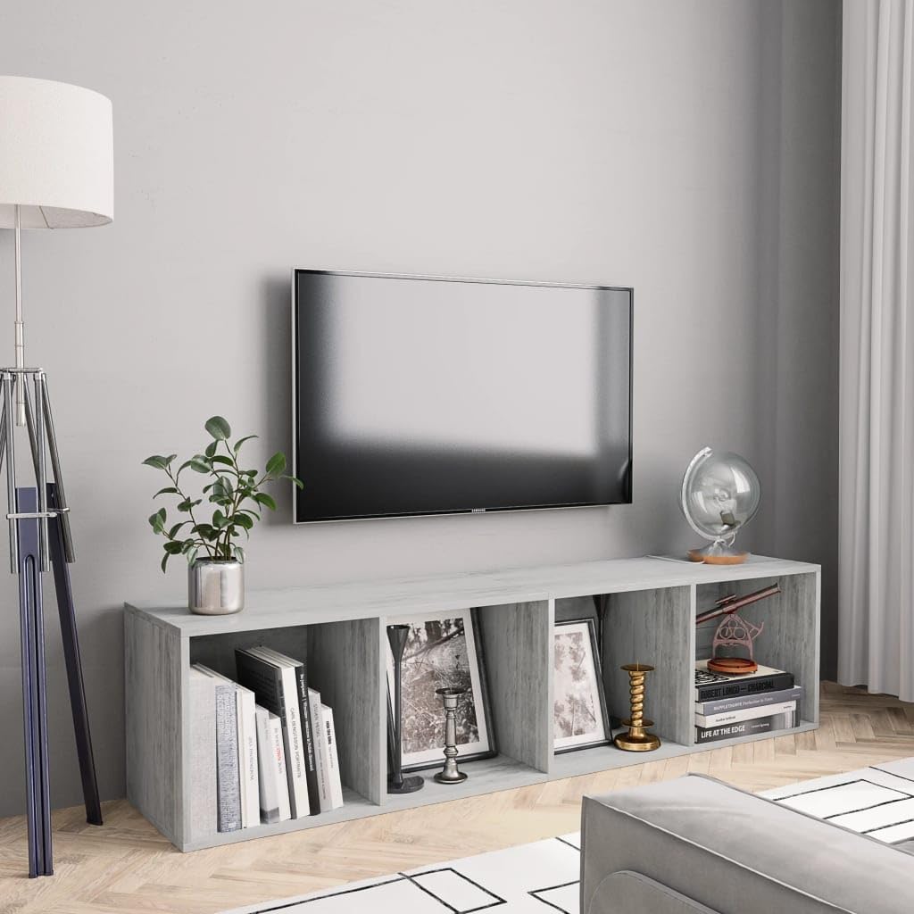 vidaXL Libreria/Mobile TV con Scomparti Aperti Elegante Mobiletto Basso Espositore Scaffali Arredo Casa Porta TV Grigio Cemento in Truciolato