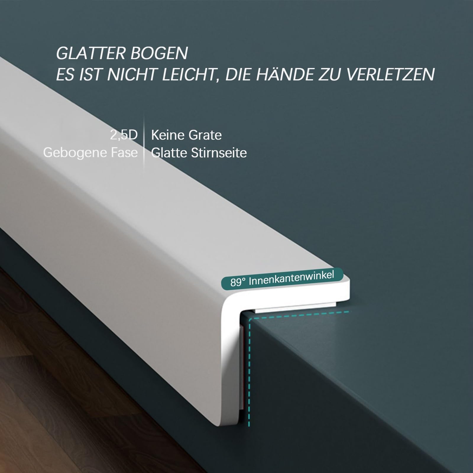 Protector De Esquinas De PVC Engrosado, 3 Piezas, Protección De Bordes Para Muebles, Protector De Esquinas De Pared Y Balcón, Tira De Protección De Esquinas Para Oficina Y Casa(White A,L:47.2i
