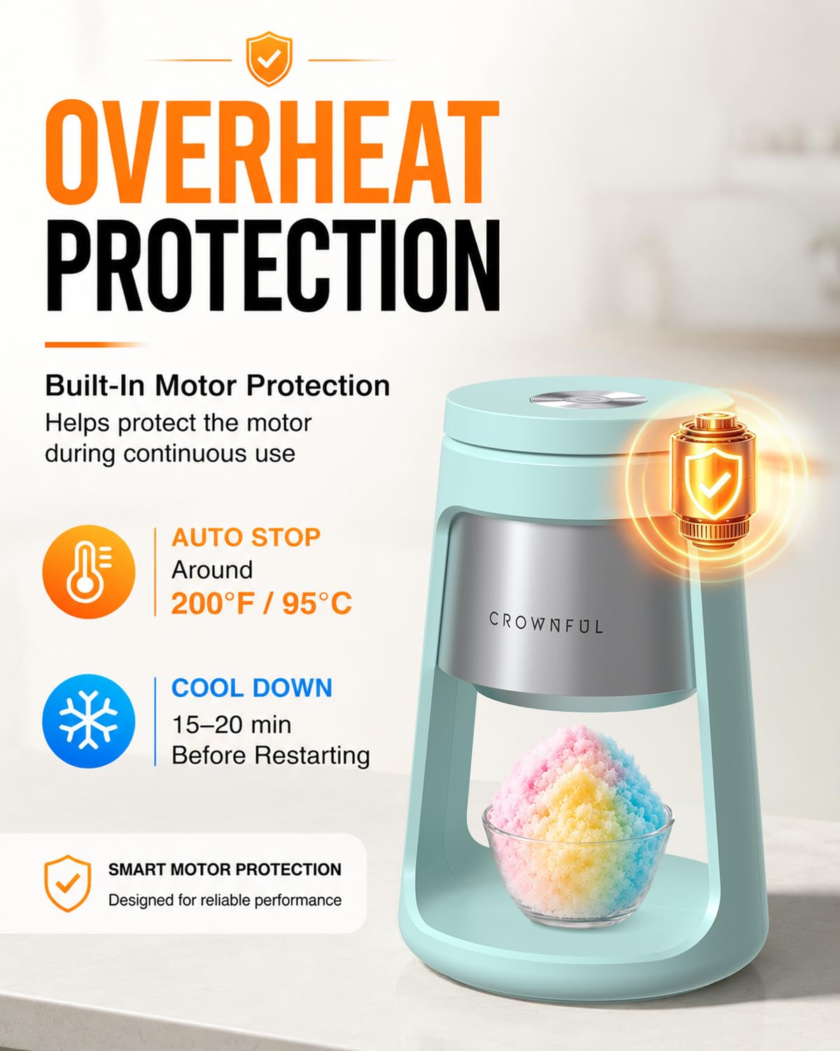 Amazon.com | CROWNFUL Shaved Ice Machine, Blue 130W Electric Ice