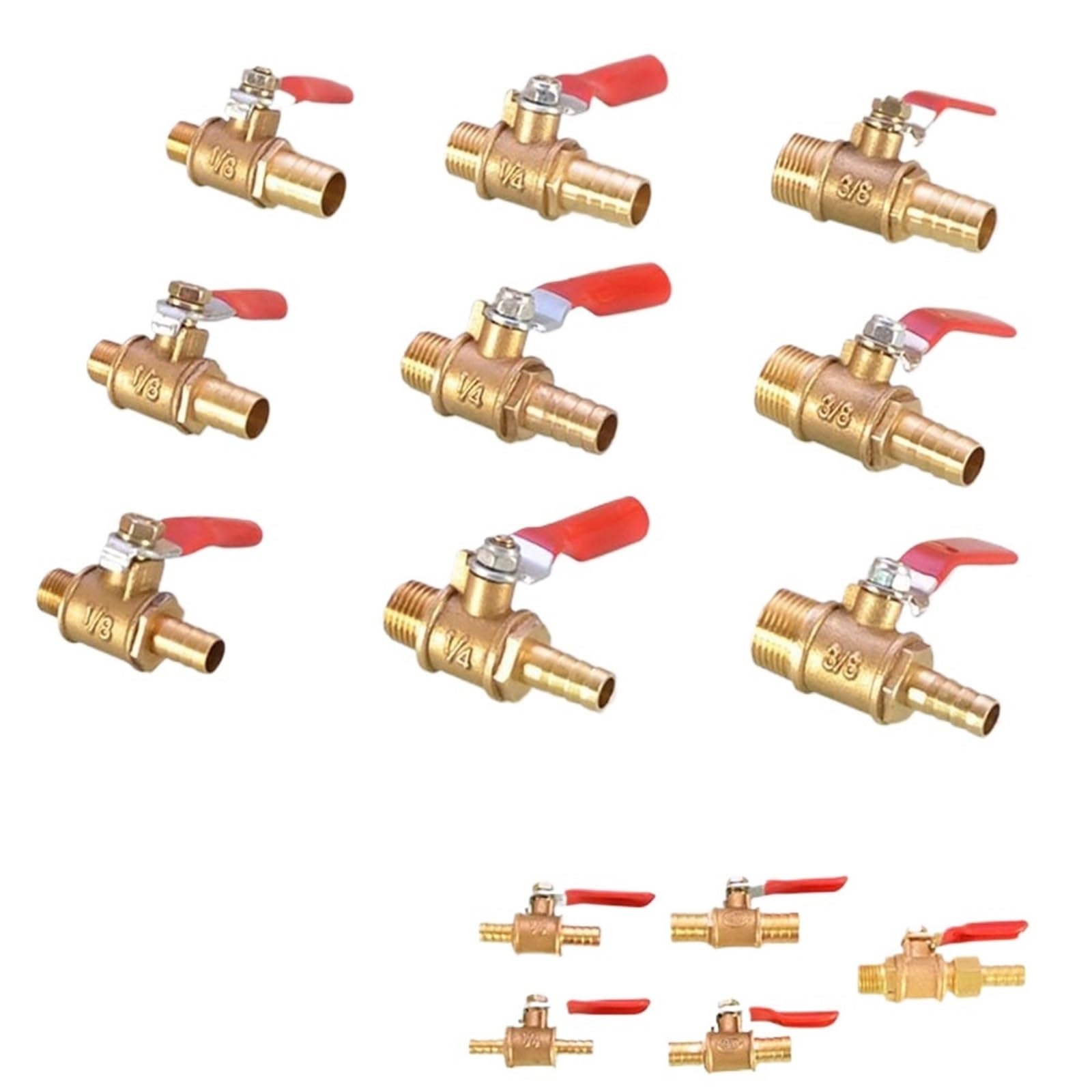 Vanne d'arrêt G3/8 filetage mâle avec raccord cannelé OD 8mm pour tuyau d'arrosage