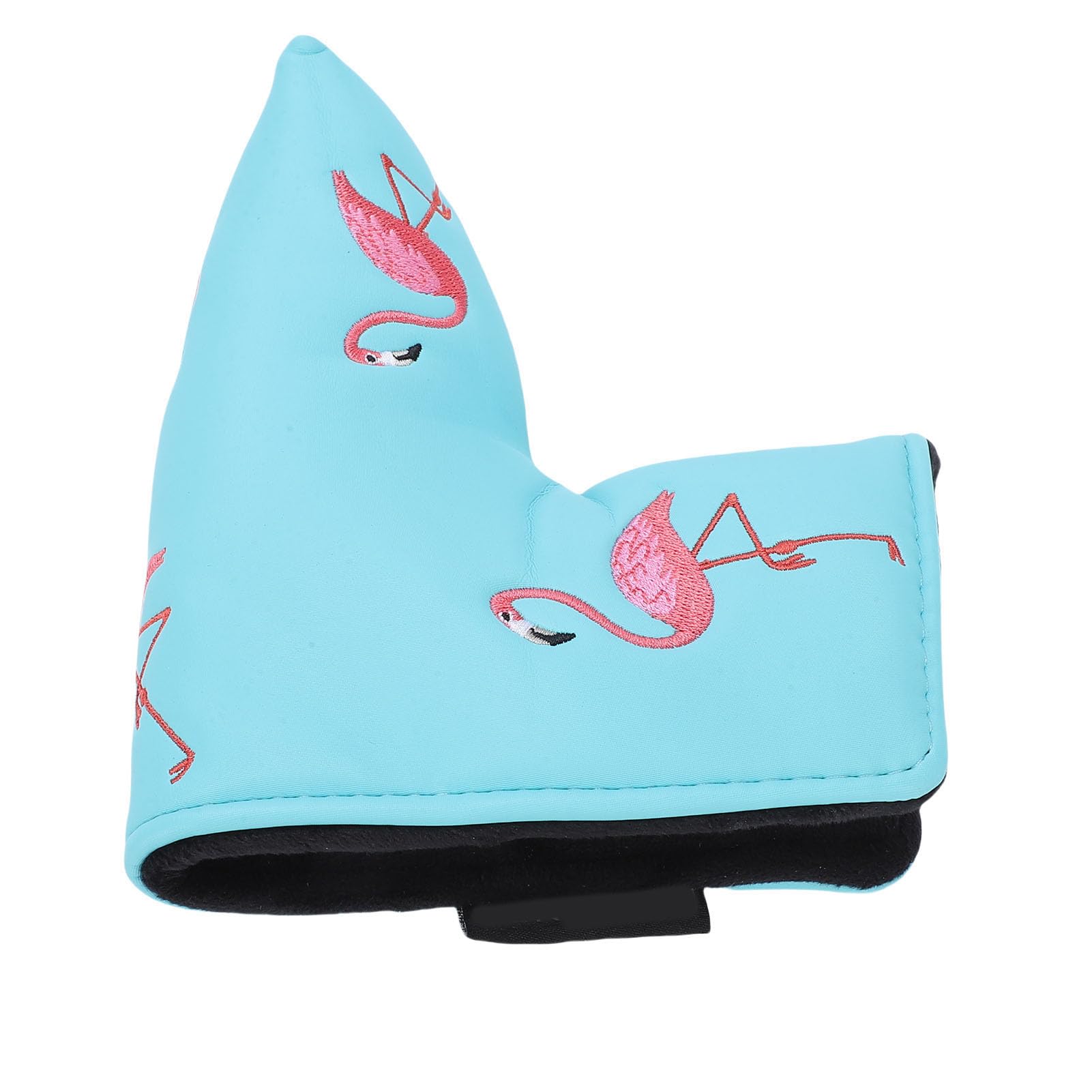 Eacam Mallet Magnetic Putter Headcover, Flamingo Stickerei Mallet Putter Headcover, Wasserdichtes PU-Leder, Plüschfutter, Himmelblau, Eleganz und