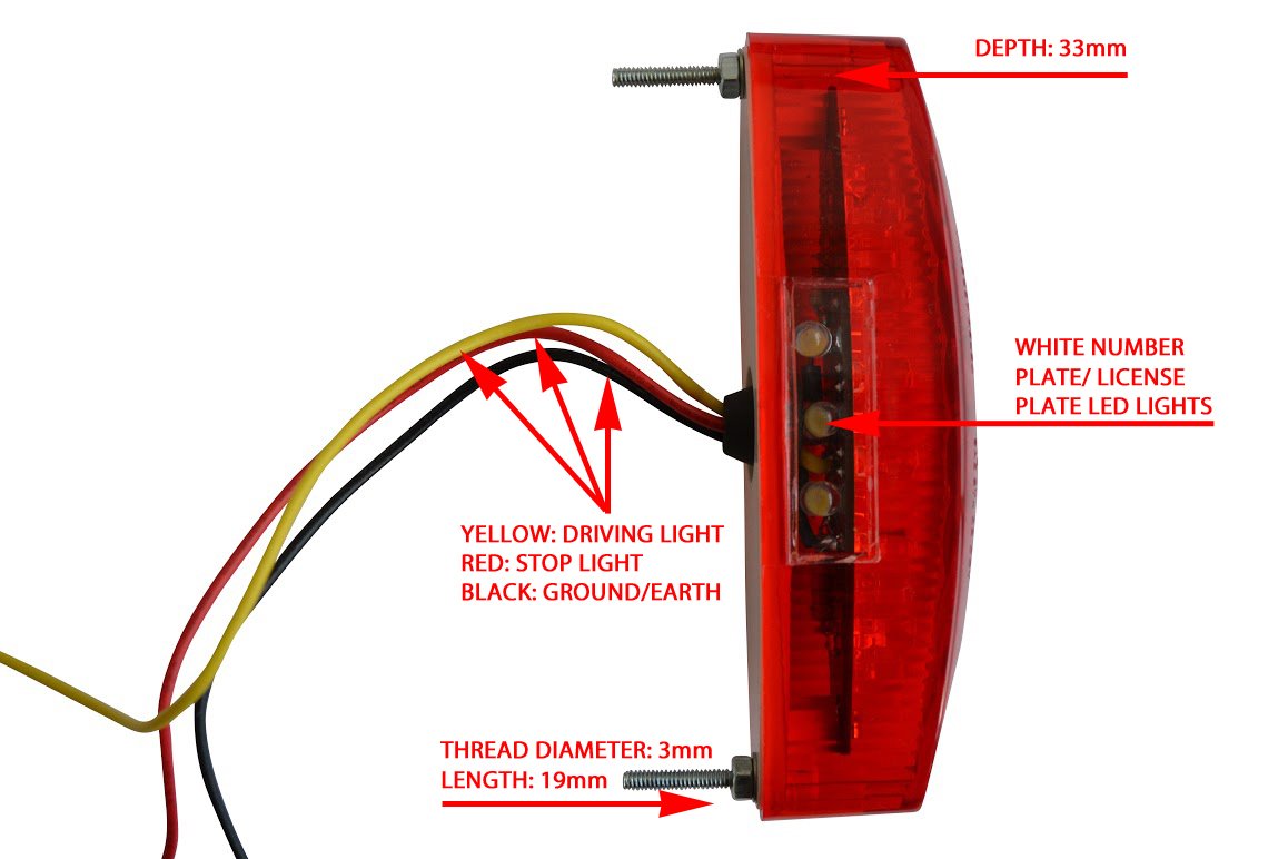 Alchemy Parts Rot Glas - E-Geprüft LED Rücklicht Motorräder Trikes Roller - Universelle Passform