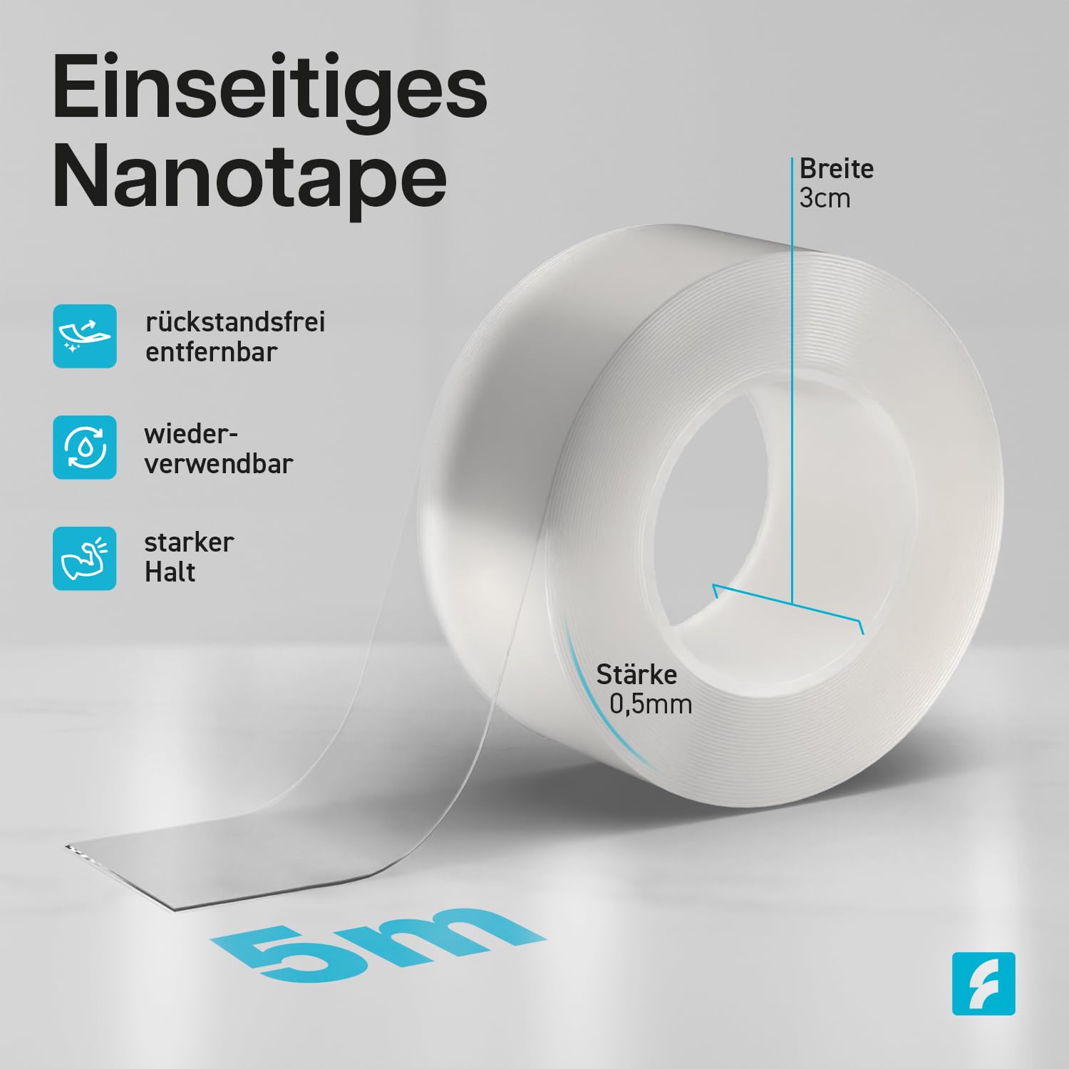 Jednostronna taśma Nano Tape | przezroczysta taśma klejąca o bardzo dużej przyczepności | nadaje się do ponownego użytku | wodoodporna | przezroczysta, wielofunkcyjna taśma klejąca do domu,