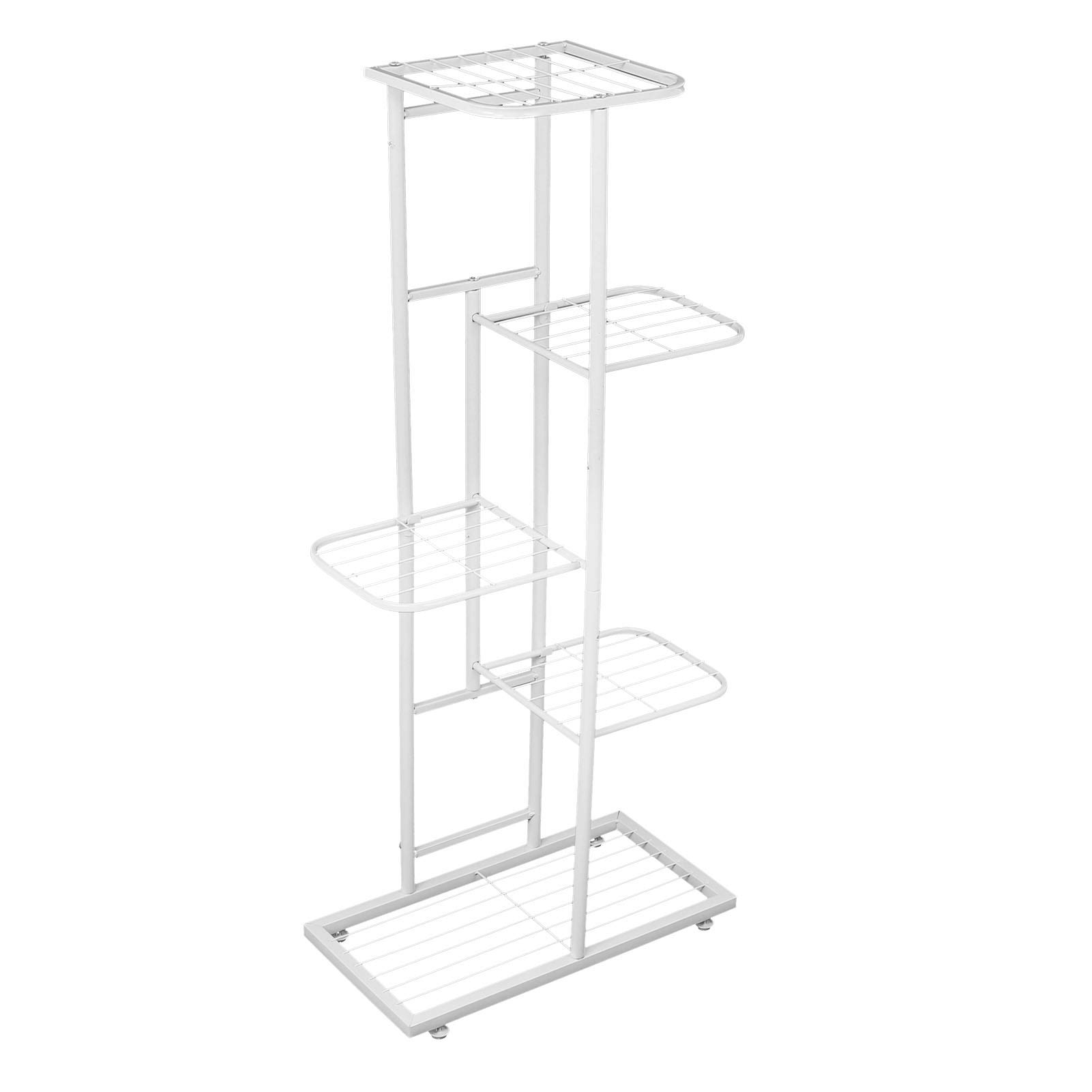 Wakects Scaffali Porta Piante Ripiano per Fiori, Scaffale Espositore per Fioriera Alto e Basso per Giardino Patio, Balcone, Soggiorno, Interno ed Esterno (5 Livelli 6 vasi)(Bianco)