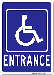 Handicap Entrance Sign, 10x14 Inches, Rust Free .040 Aluminum, Fade Resistant, Made in USA by Sigo Signs