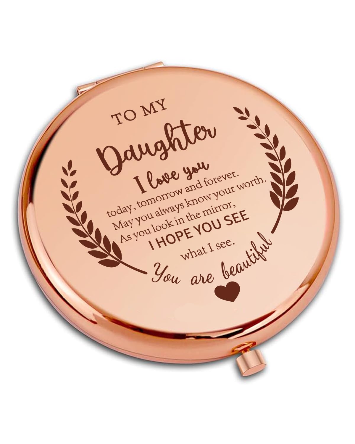 Sylona Daughter-01 Daughter Birthday Gifts - Portable Inspirational Compact Mirror For Daughter, From Mum Dad For Her, Encouragement & Graduation Travel Makeup Mirror