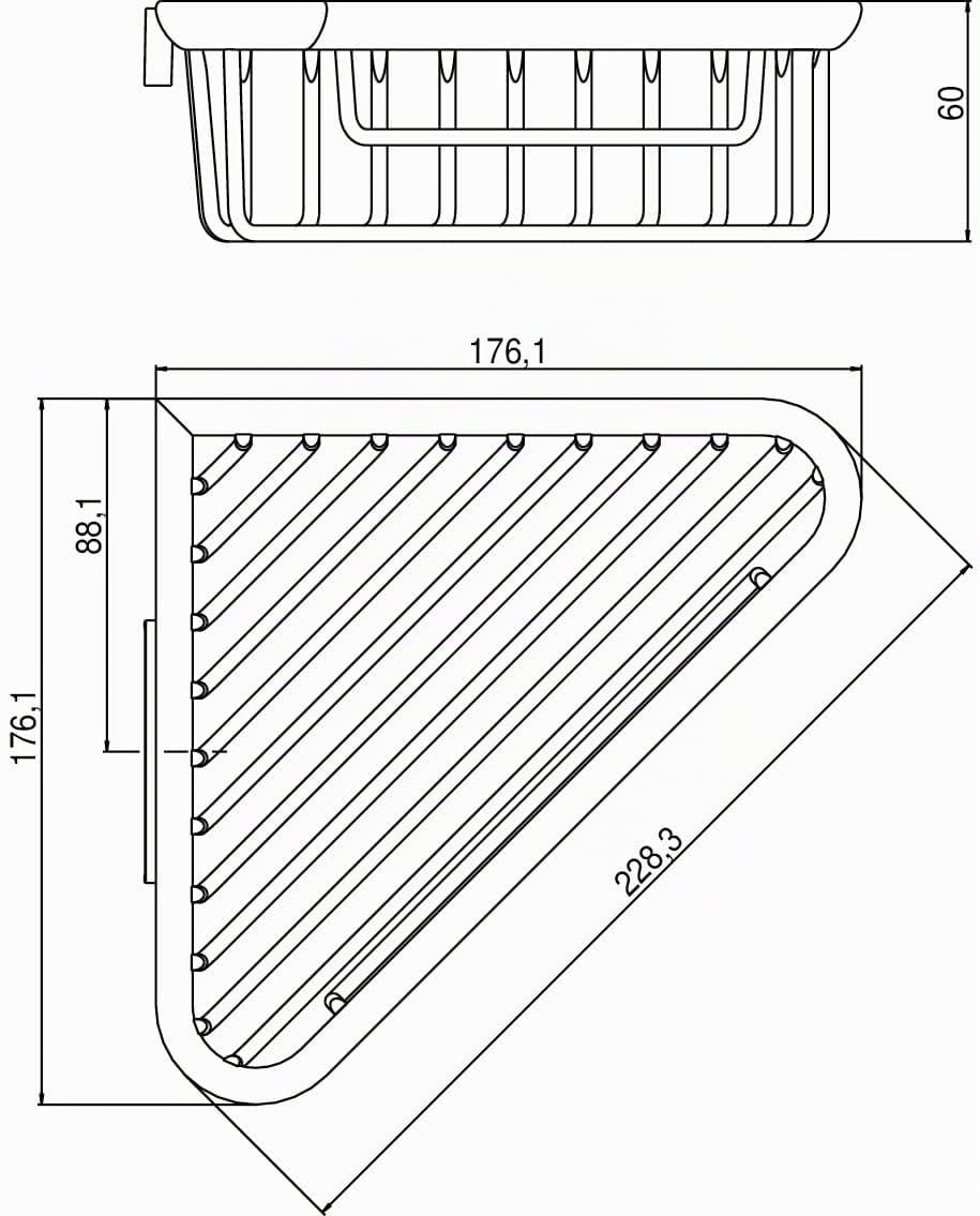 Emco 354500105 Eck-Schwamm, korb System 2 176 x 176 x 60 mm, verchromt, Sonstige, Silberfarben - chrom