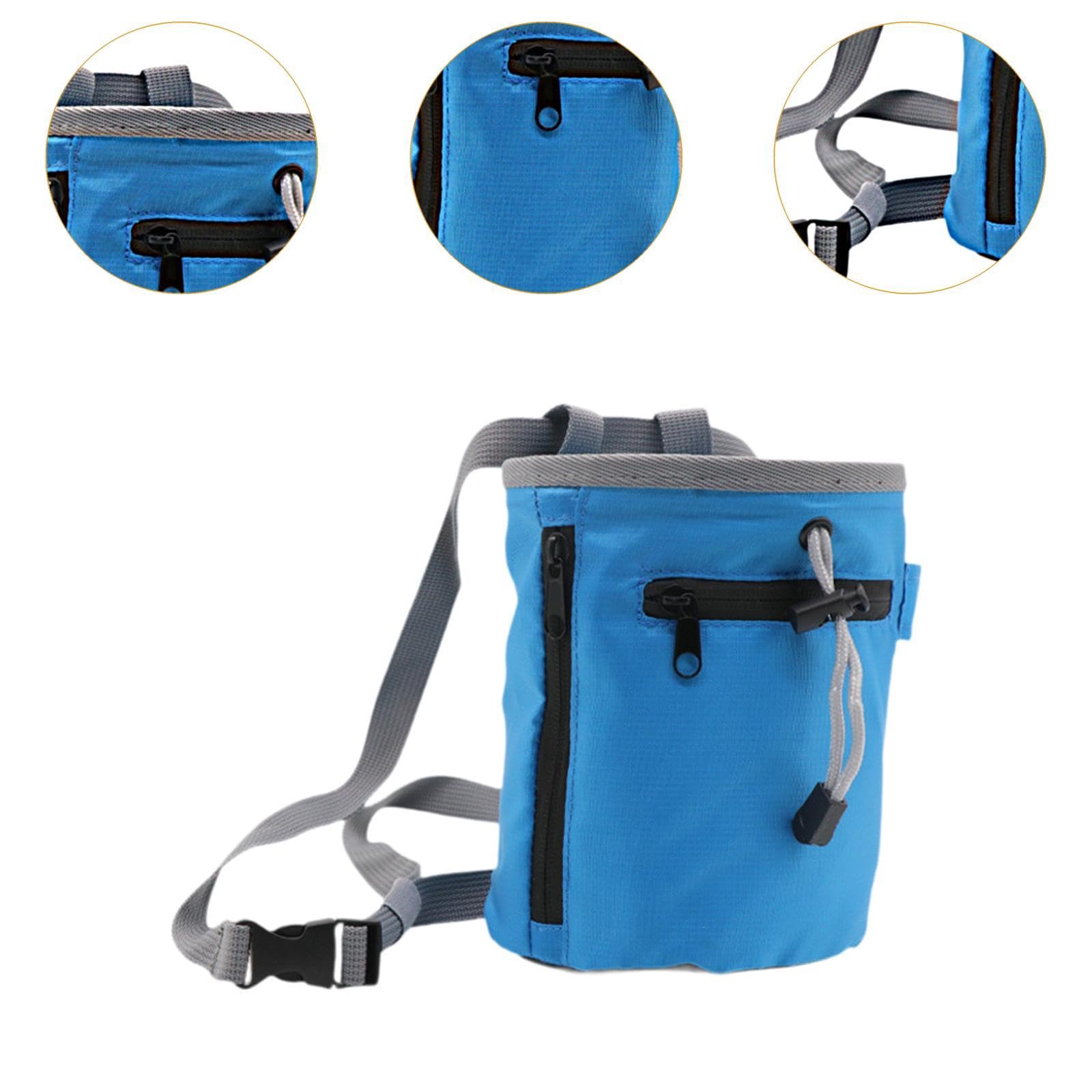 Colaxi Chalk Bag for Rock Climbing Storage Pouch Practical Wear Resistant Waist Belt Chalk Carrier Bag for Weight Lifting Bouldering, Blue