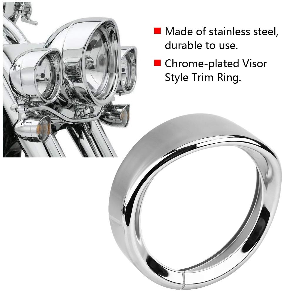 7 Zoll Touring Visier-Scheinwerfer-Zierring für Motorräder – Beauty-Lampe Im Chrom-Visier-Stil