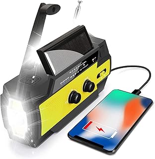 Wind Up Radio Emergency Solar Hand Crank generator Radio,4000mAh Portable NOAA AM/FM Weather Solar Radio with 1W Flashlight & Reading Lamp Novelty radio,SOS Alarm for Home and Emergency