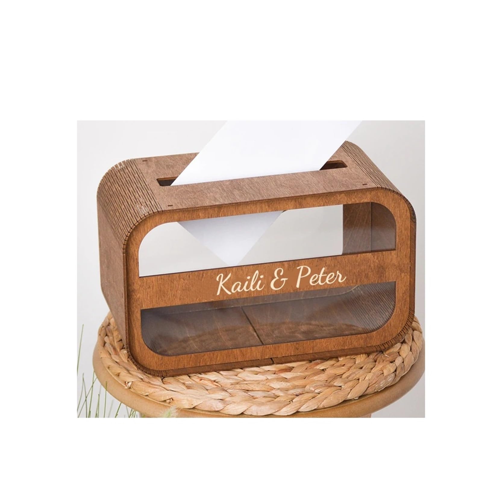 YXINAER Wedding Card Box Wedding Card Box Keepsake Wooden Envelope Money For Rustic Decor(Color2)