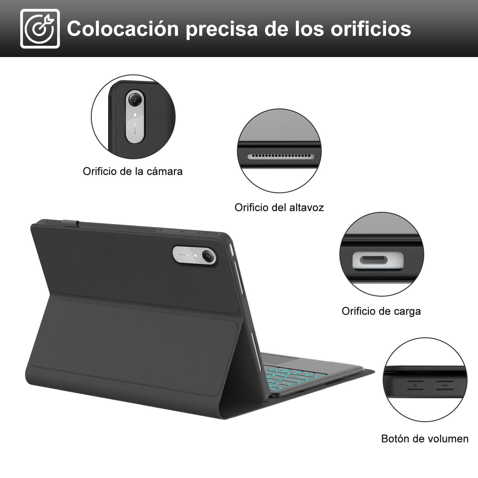 Teclado Funda para Lenovo Idea Tab Pro Gen 2 2026 13 pulgadas con Touchpad | Capa keyboard Trackpad Español Ñ Retroiluminado Desmontable Bluetooth para Lenovo Idea Tab Pro Gen 2 TB390FU, Negro