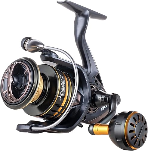 Miniatura 9 de Carrete de pesca giratorio para agua salada, 13+1BB, carretes de pesca ultra suaves para agua salada, potente freno de carbono, bobina y mango de