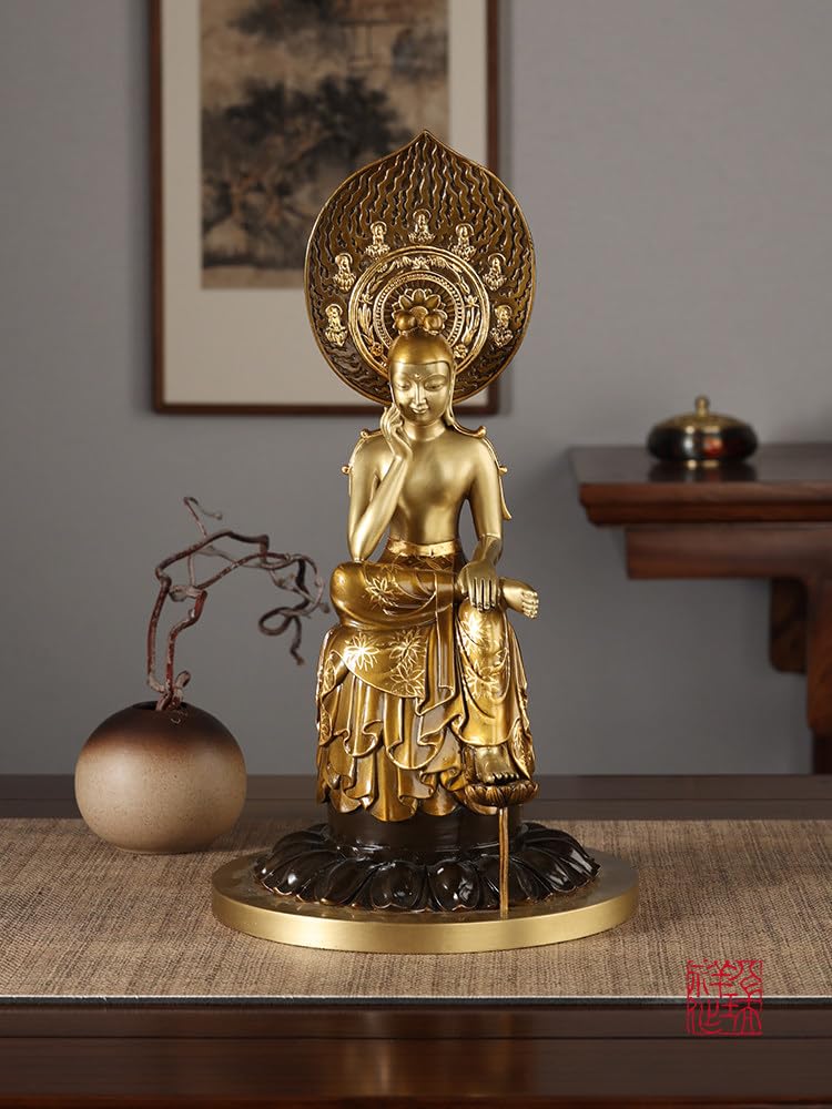 Amazon｜【弥勒菩薩】真鍮製 仏像 弥勒菩薩半跏思惟像 高32cm(B)｜仏像
