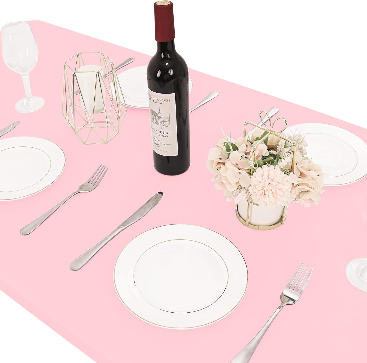 6 Pack Spandex Table Top Cover for 6FT Rectangle Tables, Stretch Fitted Tablecloth Washable Rectangle Table Covers with Elastic Edge for Indoor Outdoor Party Picnic Camping (30" W x 72" L, Pink)