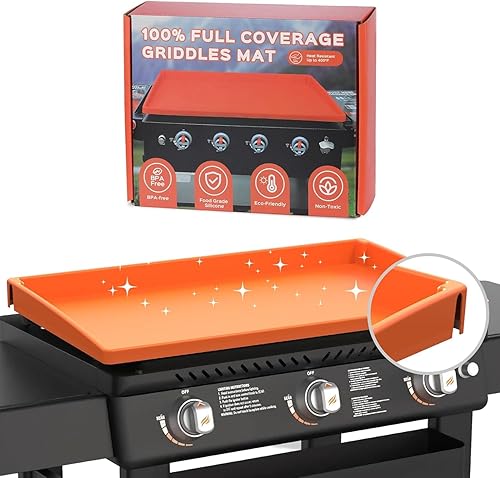 Parrilla, cubierta de silicona resistente de grado alimenticio, borde completo mejorado almohadillas de parrilla y alfombrillas protectoras para