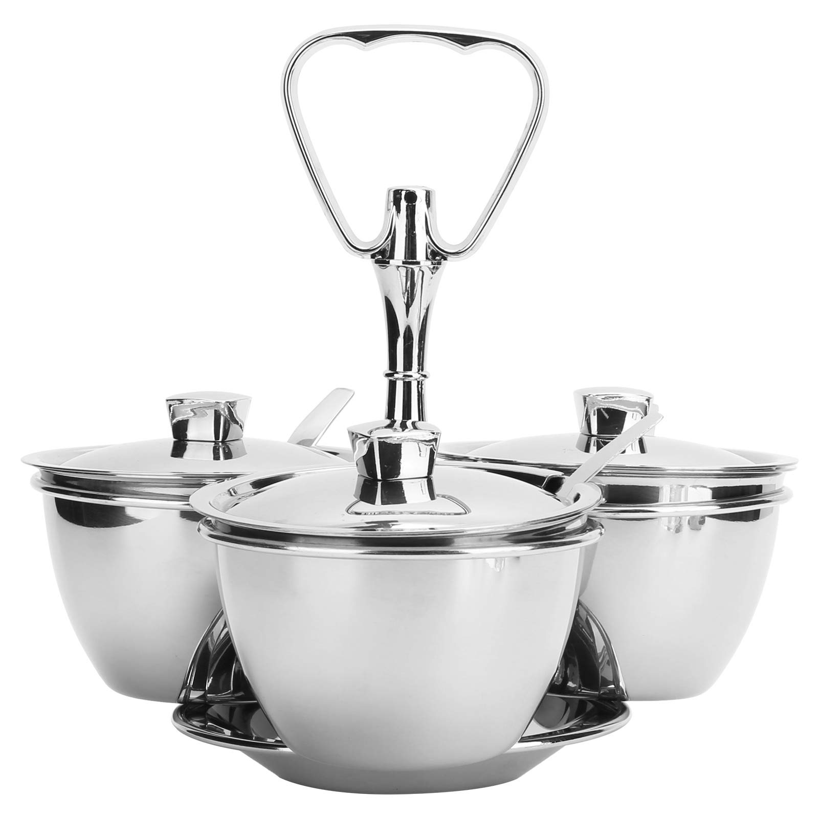 Aramox Estante para Especias, Juego de Botes para Condimentos Giratorios de Acero Inoxidable 304, Organizador de Botes para Condimentos de 3 X 300 Ml con Plato Giratorio de 360 ​​grados Pulido con