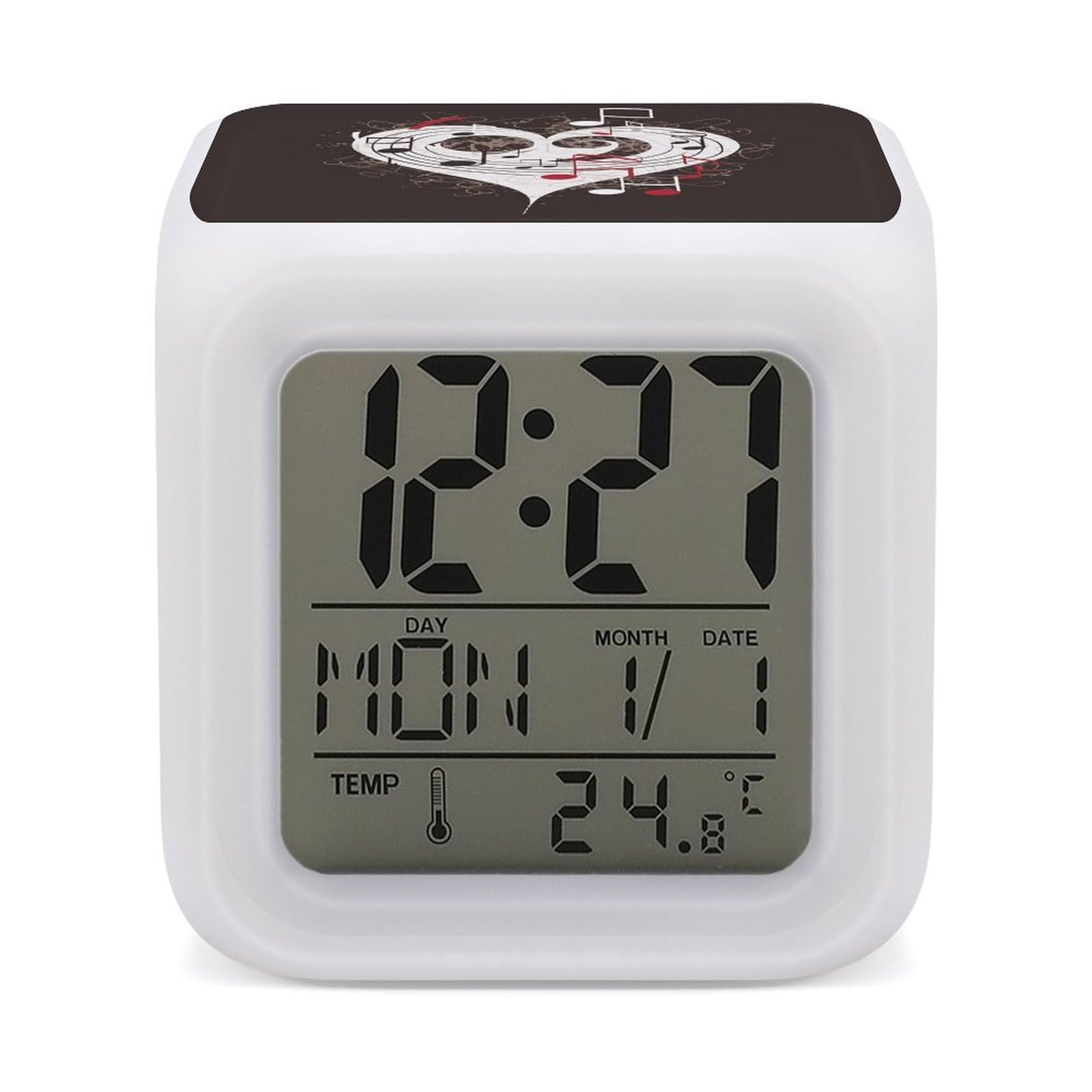 VstaDank - Music Symbol Alarm Clock with 7 Digital Color Changing Clocks for Bedrooms, Sleep Workout Clocks with Large Display for Office, Kitchen
