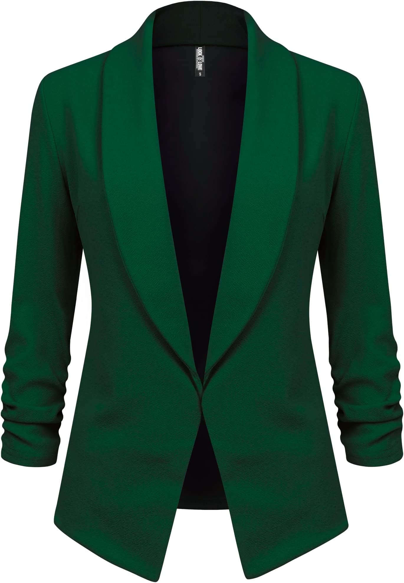 Lock and Love Women 3/4 Sleeve Blazer Open Front Cardigan Jacket Work Office Blazer