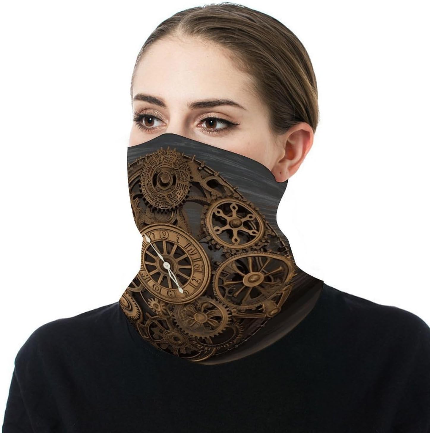 Steampunk Gears Clock Neck Gaiter for Men Women Cooling Breathable Face Mask Scarf Windproof Hiking Bandana Soft Face Cover High-elastic Magic Scarf Headband for Cycling Running