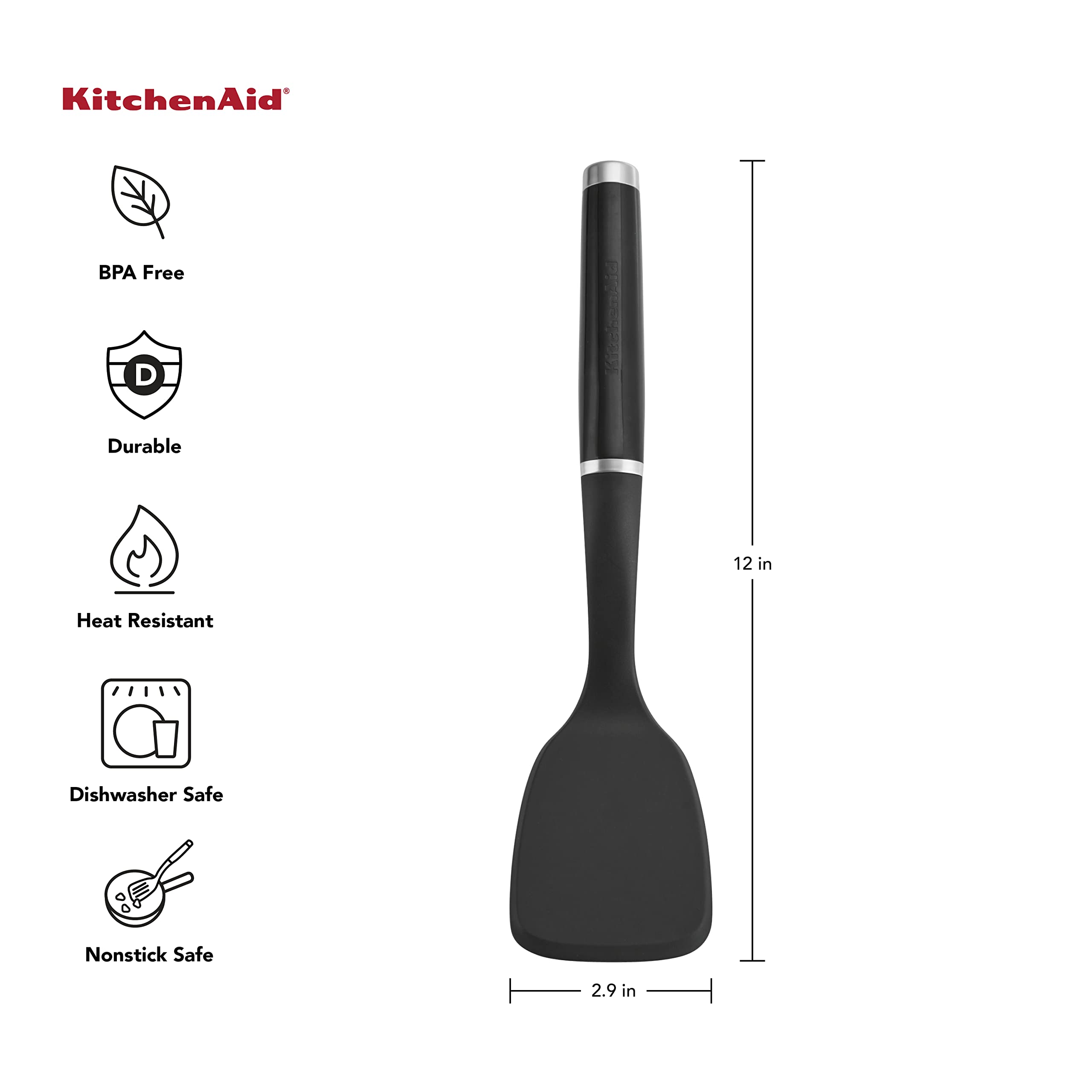 KitchenAid KE015OHOBA Klassischer kurzer Pfannenwender aus Nylon