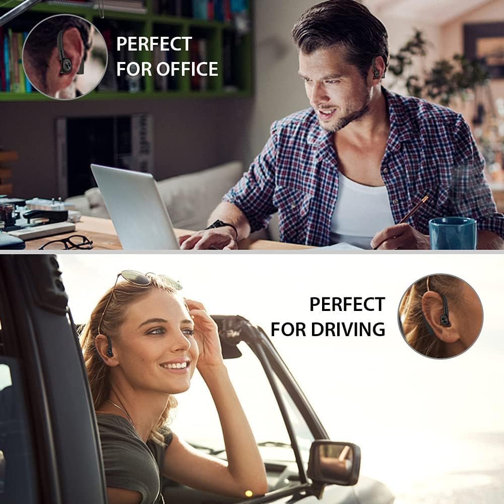 Casque Bluetooth 5.0, Casque Mains Libres D'une Durée de 22 Heures , Oreillette sans Fil Bluetooth avec Suppression du Bruit et Anti-Transpiration IPX4 pour Le Bureau, Les Affaires, La Conduite