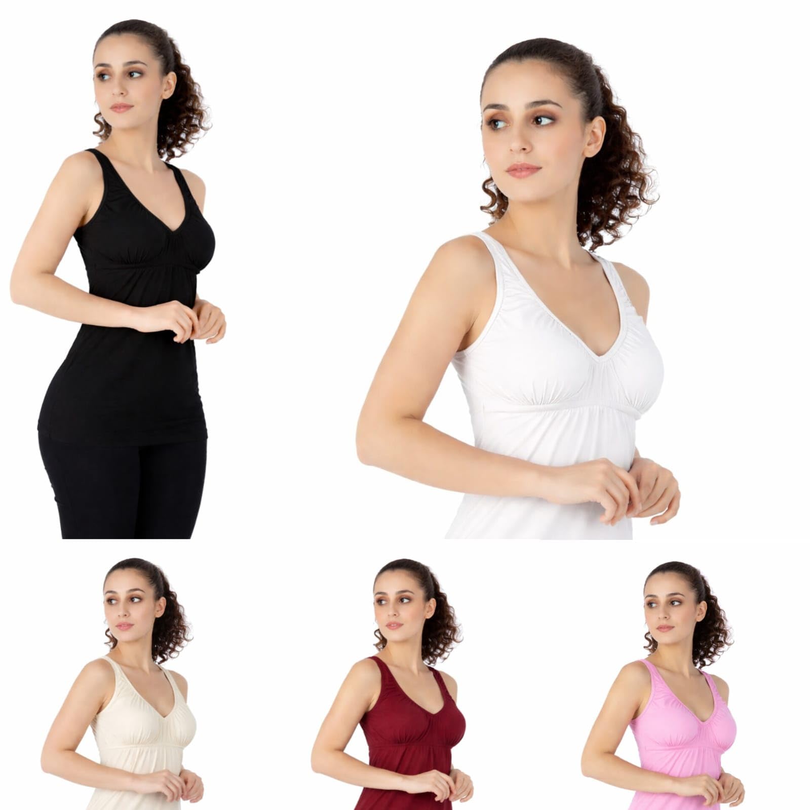 Meera Bra Slip | Women’s Cotton Innerwear Top with Built-in Bra Slip – Stretchable Combo of 5 Colours-picture-22