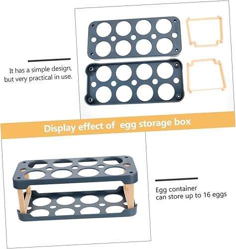 Miniatura 2 de Uonlytech Caja de almacenamiento de huevos 3pcs Caja de almacenamiento de huevos Contenedor de huevos Estante refrigerador Organizador compacto