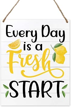 Inspirational Lemon Kitchen Wall Art Hanging Decor, Rustic Farmhouse Positive Quotes Wall Decor, Lemon Themed Gifts Wood decorations for Women A30