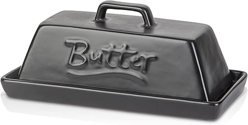 Candiicap - Mantequillera de porcelana con tapa, clásico que cambia de color para encimera, soporte grande para almacenamiento de mantequilla, apto