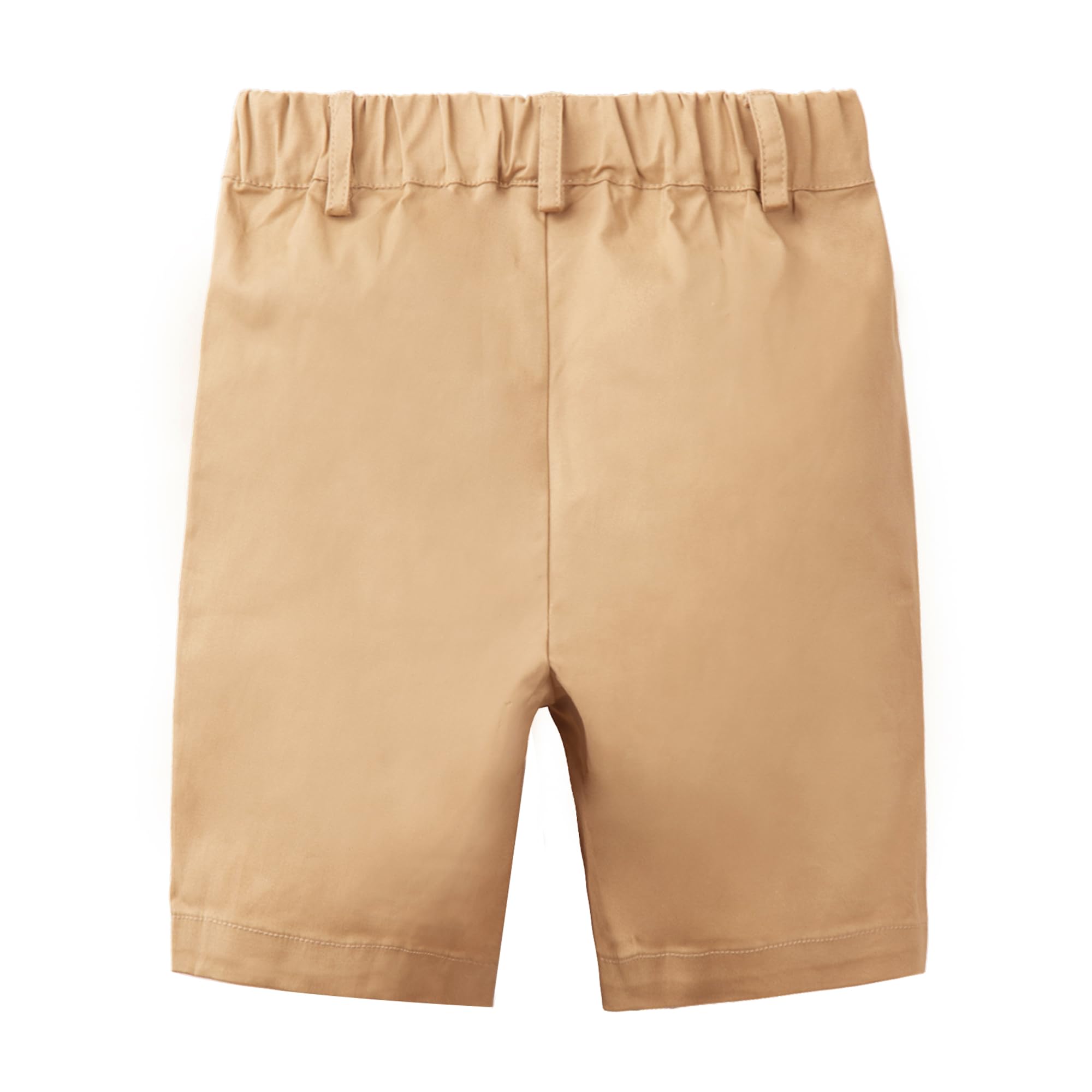 Mud Kingdom Pantalones cortos chinos de moda para niño, cintura elástica, parte delantera plana, uniforme escolar de verano