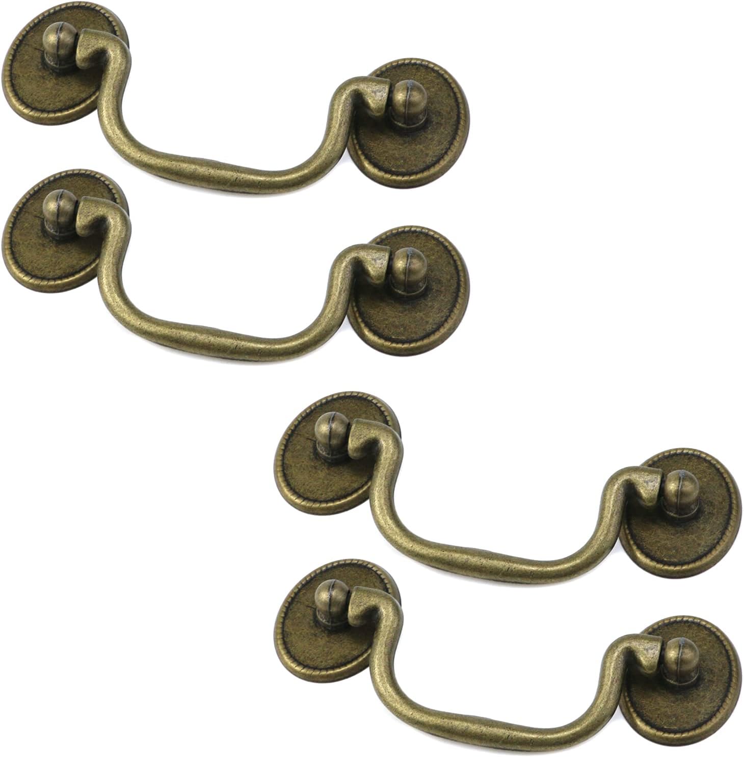 Faotup 2PCS Zinc Alloy Brown Drop Bail Pulls Handles,Vintage Bail Pull