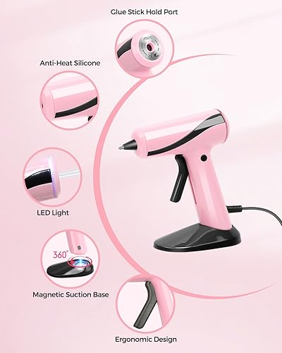 Miniatura 2 de LIFEGOO Pistola de pegamento caliente, imán de precalentamiento rápido de 30 segundos, pistola de pegamento termofusible con boquilla antigoteo y