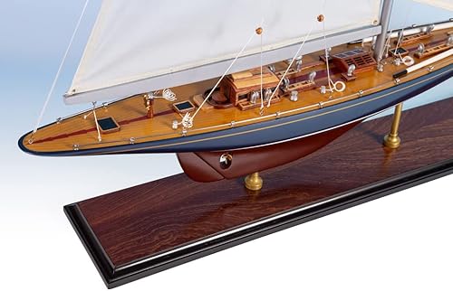 Miniatura 6 de Seacraft Gallery Endeavour - Modelo pintado de velero de 27.5 pulgadas, modelo de barco de vela hecho a mano de madera, modelo de decoración de