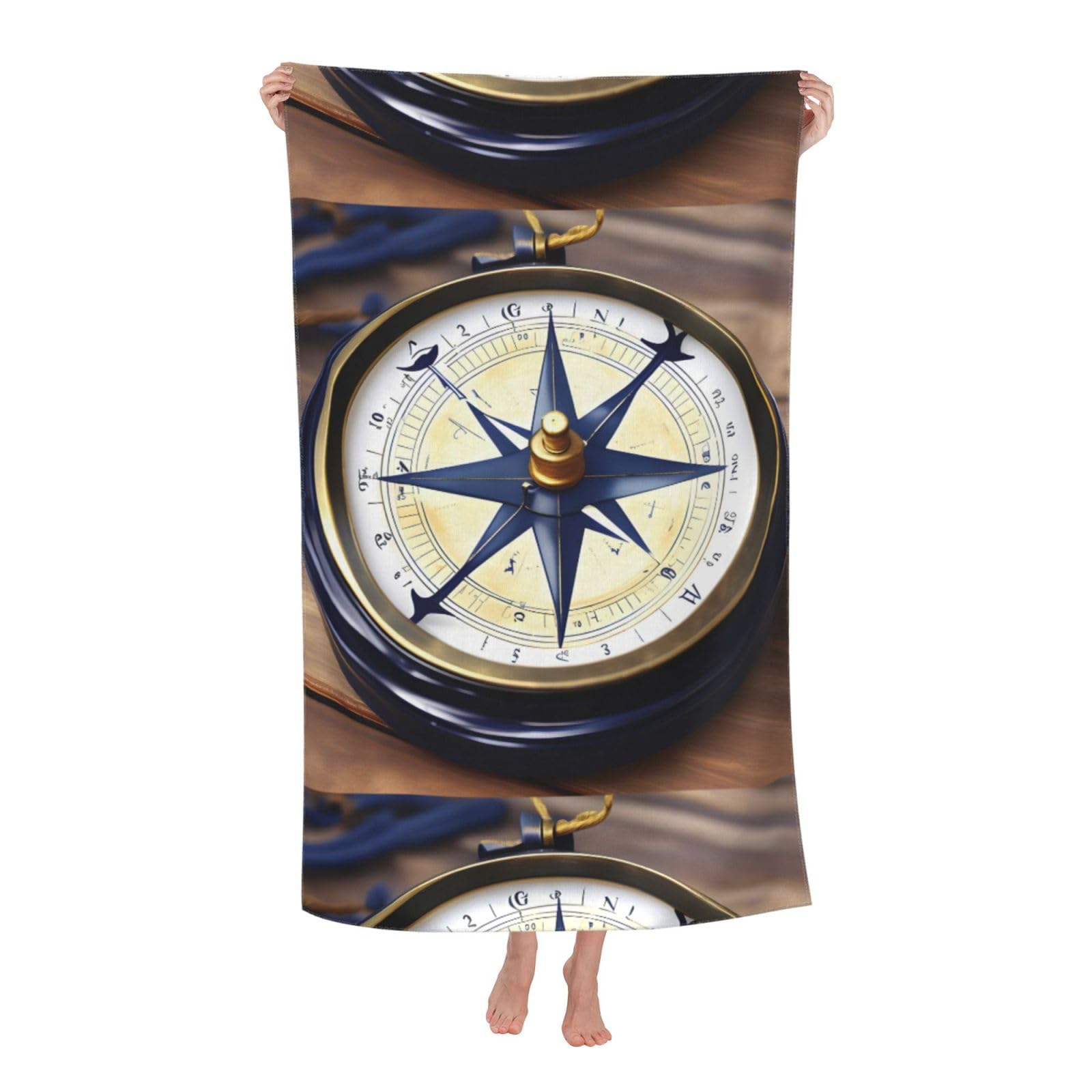 Cbaaghh Sail Boat Nautical Compass Print Adult Beach Towels,Beach & Pool Towel,Beach Towels,Towels For Camping