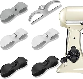 منظم اسلاك الطاقة من اماير 6 قطع للاجهزة، مشابك كابلات لاصقة، منظم اسلاك اجهزة المطبخ الكهربائية للقلاية الهوائية وماكينة تحضير القهوة والخلاط (اسود/ابيض/رمادي)