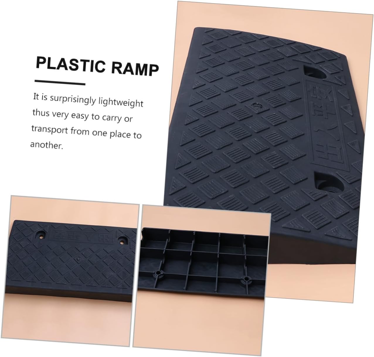VICASKY Vehicle Curb Ramp Plastic Loading Ramp Car Slope 50x27x9cm Black for Motorcycle and Automotive Use