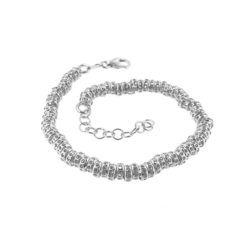 Bracciale con rondelle traforate diametro 4 millimetri in argento 925 per uomo e donna.
