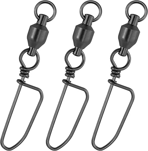 Paquete de 20 rodamientos de bolas giratorios con broches de presión, broches de pesca, giratorios de agua salada, aparejos de pesca, cierre de